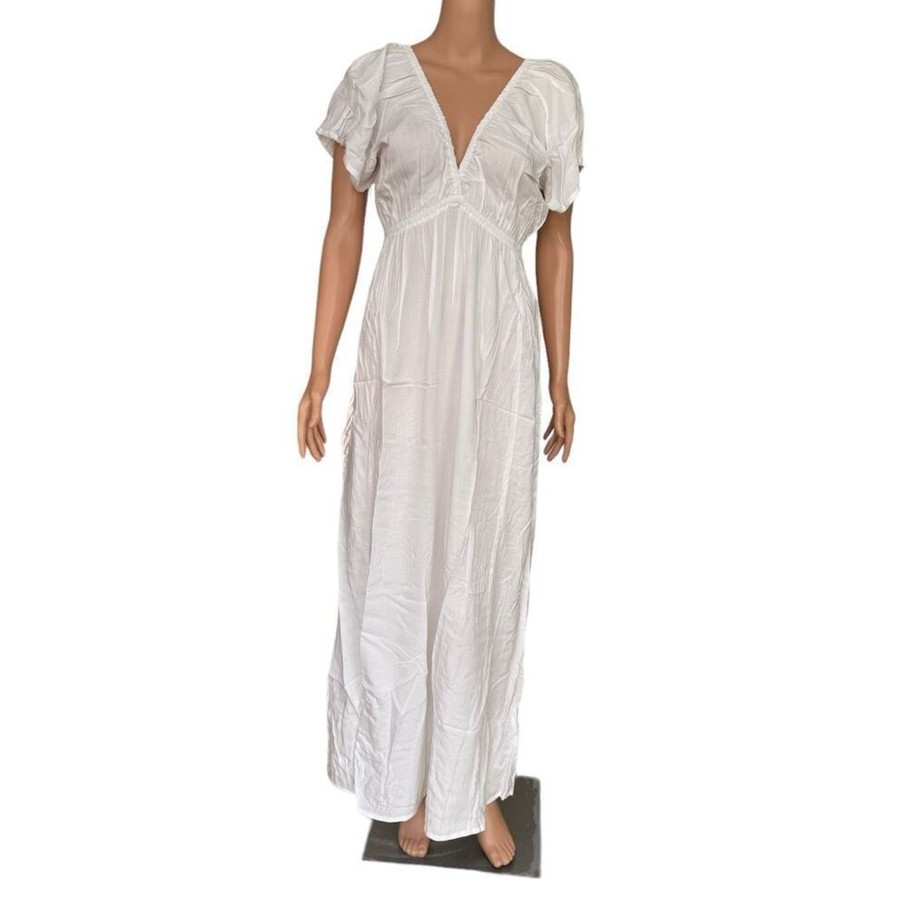 ASOS DESIGN Fuller bust flutter sleeve maxi beach dress in white size 2 NWOT